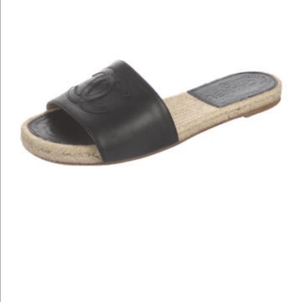 Authentic Chanel Interlocking CC Leather Sandals